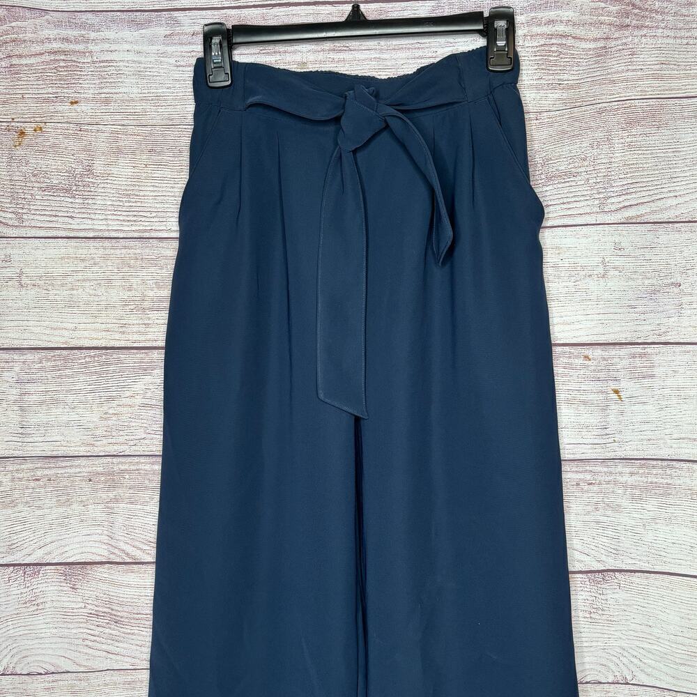 Lululemon Noir Cropped Navy Blue Tie Waist Wide Leg High Rise Size 4 - Picture 7 of 7